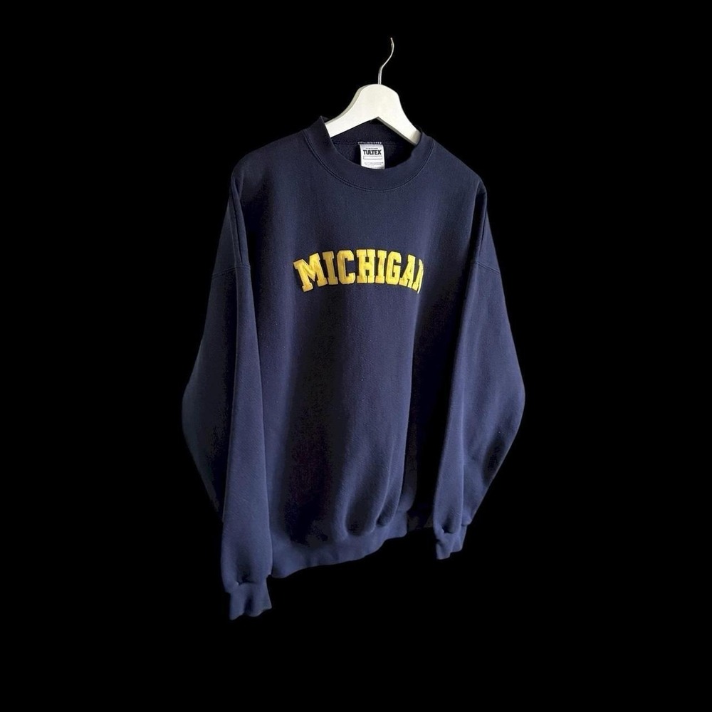 Vintage 90's University Of Michigan Wolverines Sweatshirt XL Tultex Embroidery